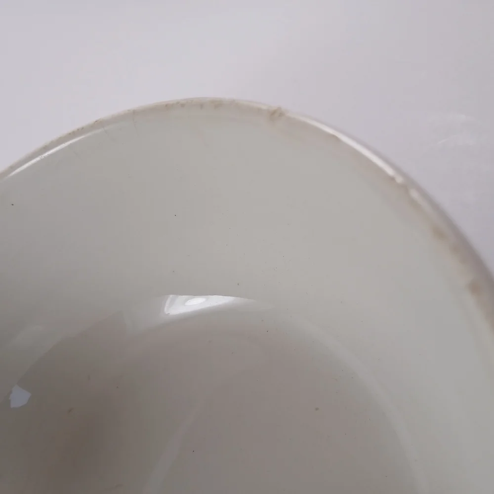 Czechoslovakia Art Deco Ceramic Bowl White With Blue Cherries 5 7/8